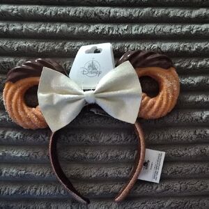 Disney Brown & Cream Churro Ears Headband with Sparkle Bow